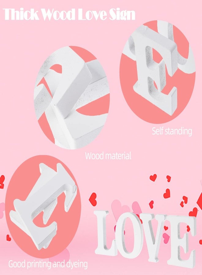 MixTeach Star-Power Valentine's Day Wood Love Signs,White Freestanding Love Letter Table Centerpiece,Table Top Decoration for Valentine's Day Table Top Decoration (White) - Image 4