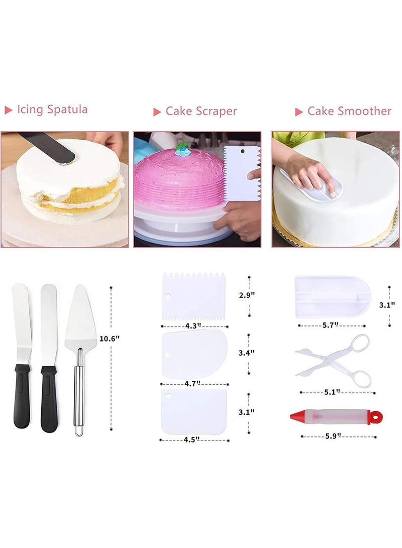 Bukela 322PCS Cake Decorating Kit with Cake Turntable, 48 Numbered Icing Piping Tips, 100 Pastry Piping Bag, 3 Spatulas, 3 Comb ScrapersPaper Cupcake Liners, Cake Baking Supplies - Image 2