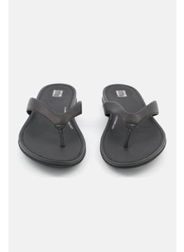 FitFlop Women Slip On Brand Logo Flip Flops, Black  - Image 3
