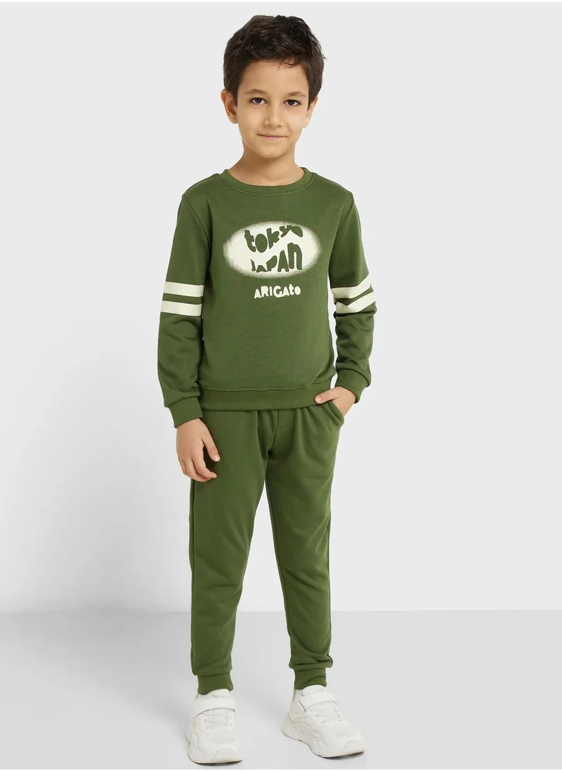 Pinata Boys Text Printed Sweatshirt And Jogger Set