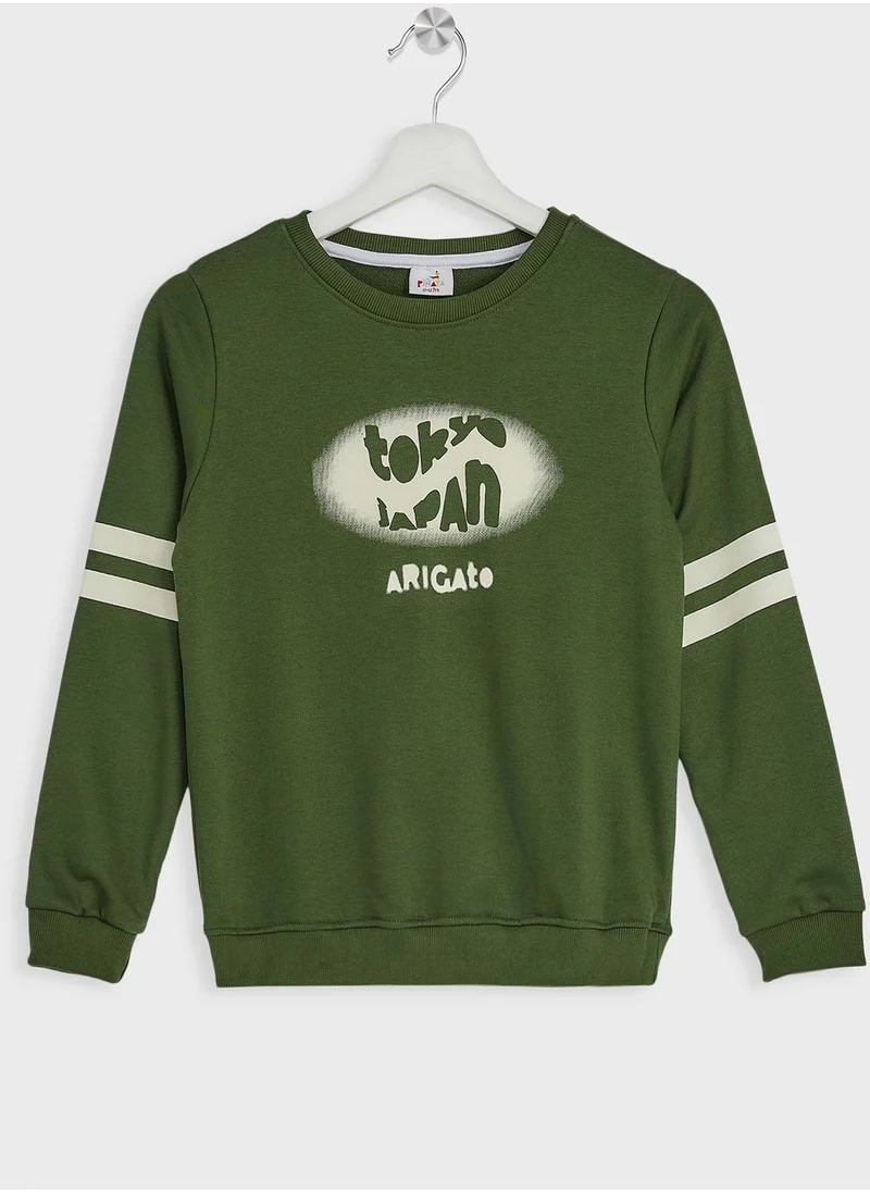 Pinata Boys Text Printed Sweatshirt And Jogger Set