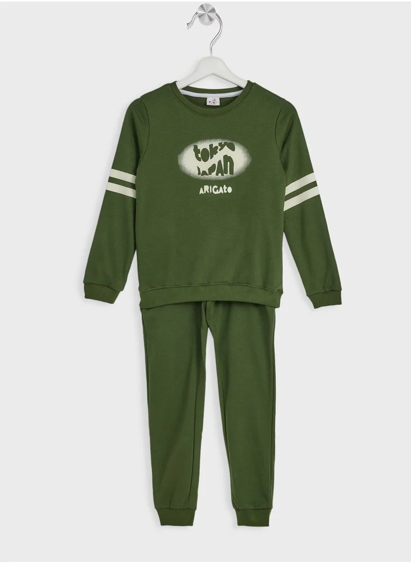 Pinata Boys Text Printed Sweatshirt And Jogger Set