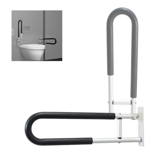 Rehamo Stainless Steel Flip-Up Grab Bar | 24.5 Inch Bathroom Handle for Seniors with Anti-Slip Nylon Grip | Space-Saving Safety Bar for Shower, Toilet & Bedside | 1 Year Warranty - Image 1