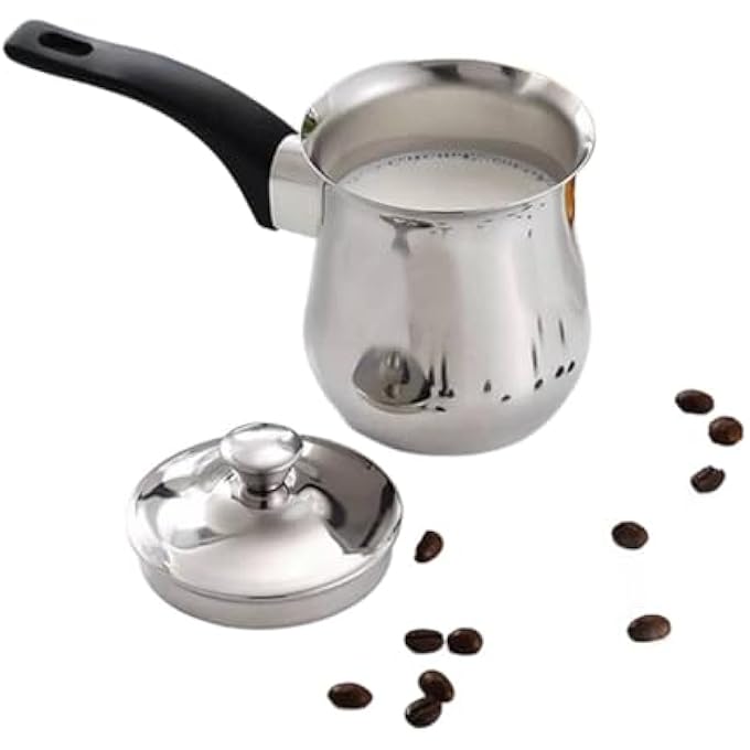 مومنت وعاء قهوة تركي 720 مل/25 أونصة مصنوع من الفولاذ المقاوم للصدأ 304، وسخان قهوة وزبدة فاخر، ووعاء حليب مع فوهة - Image 1