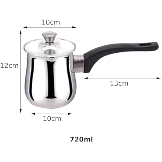 مومنت وعاء قهوة تركي 720 مل/25 أونصة مصنوع من الفولاذ المقاوم للصدأ 304، وسخان قهوة وزبدة فاخر، ووعاء حليب مع فوهة - Image 3