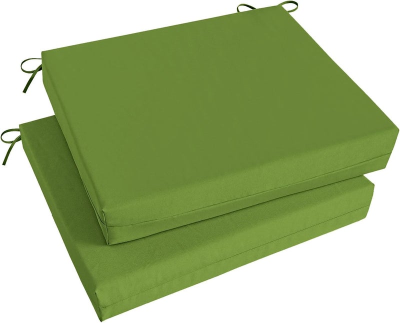 Basic Beyond Outdoor Chair Cushions Set of 2, Waterproof Outdoor Cushions with Ties, Square Corner Patio Furniture Cushions, 18.5"x16"x3", Grass Green - Image 1