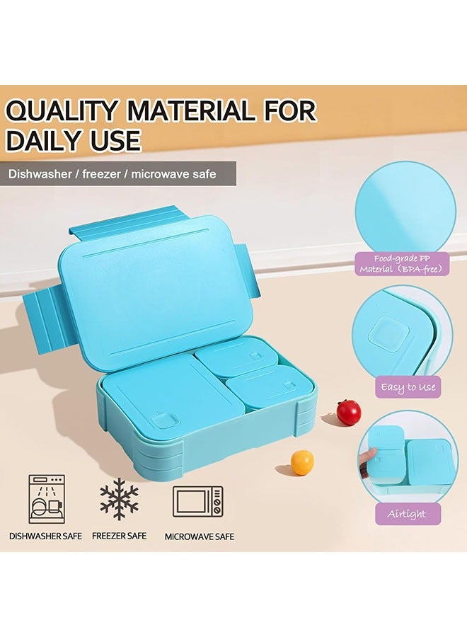 YelaJoy Lunch Box for Kids, BPA-Free,Food-Grade Plastic,3 Compartment Leak Proof Bento Box for Backpacks, Microwave & Dishwasher Safe, Food Storage Container for Work, Daycare, Child Back to School & Travel,Easy to Clean(Sky Blue,1700ML) ﻿  - Image 3