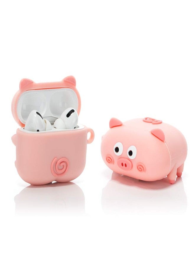 LEWOTE Silicone Case Compatible with Apple Airpods Pro& Pro 2 Funny Cute Cover [PAPA Animal Pet Design](Pink Pig) - Image 1