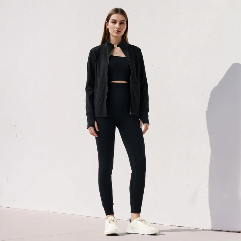 ADOT by Splash High Neck Zip Through Jacket with Thumbhole Detail