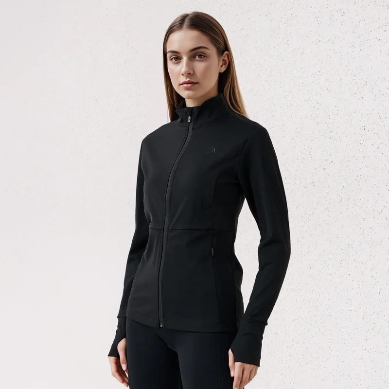 ADOT by Splash High Neck Zip Through Jacket with Thumbhole Detail