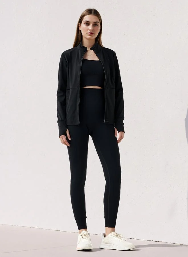 ADOT by Splash High Neck Zip Through Jacket with Thumbhole Detail