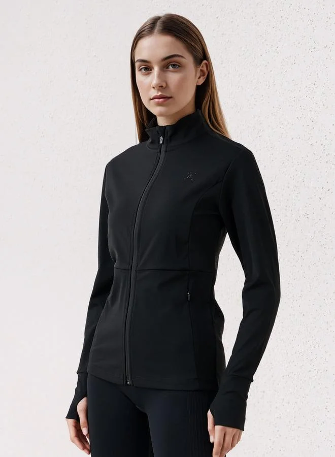 ADOT by Splash High Neck Zip Through Jacket with Thumbhole Detail