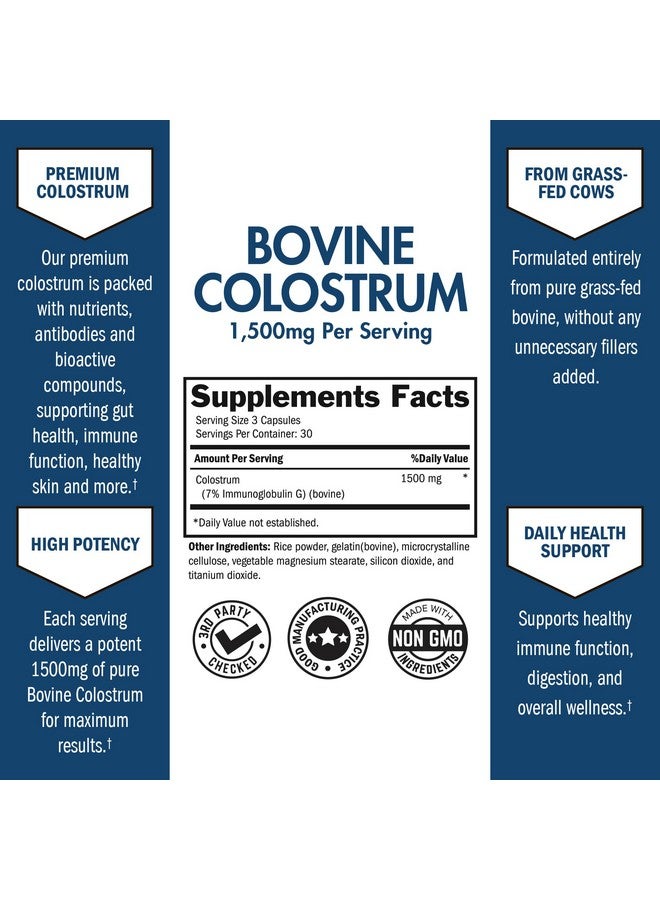 بيو شوارتز مكمل اللبأ 1500 ملجم لكل وجبة - كبسولات اللبأ من الأبقار التي تتغذى على العشب - اللبأ البقري حصريًا من First Milking، يدعم صحة الأمعاء للنساء والرجال - خالٍ من الكائنات المعدلة وراثيًا، وخالي من الجلوتين، 90 كبسولة - Image 3