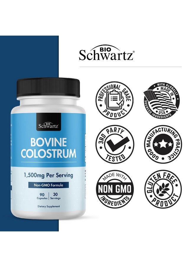 بيو شوارتز مكمل اللبأ 1500 ملجم لكل وجبة - كبسولات اللبأ من الأبقار التي تتغذى على العشب - اللبأ البقري حصريًا من First Milking، يدعم صحة الأمعاء للنساء والرجال - خالٍ من الكائنات المعدلة وراثيًا، وخالي من الجلوتين، 90 كبسولة - Image 5