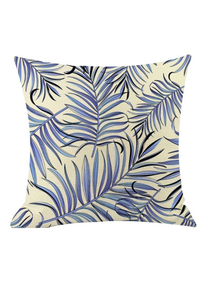 NIBEMINENT Leaves Printed Cushion Cover Beige/Blue 45x45cm