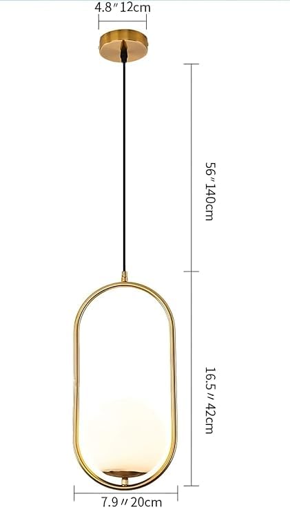 Lexton Golden Capsule Decorative Hanging Ceiling Pendant Light, White Globe & Metal for Bedroom, Living Room (Bulb Not Included) - Image 5