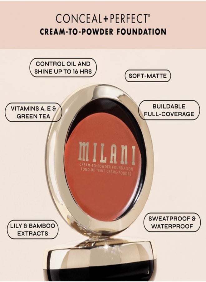 MILANI - Milani Conceal + Perfect Smooth Finish Cream to Powder Foundation – 245 Warm Beige | Full Coverage, Lightweight, Natural Matte Finish, Buildable Formula, Long-Lasting Wear, Vegan & Cruelty-Free - Image 1