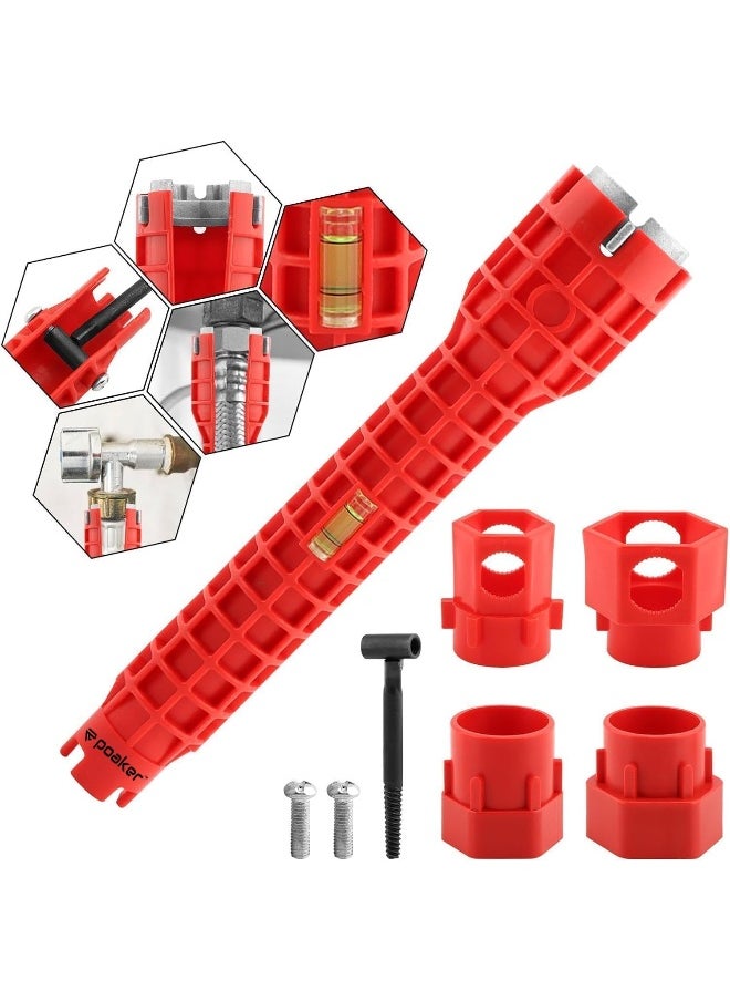 Poaker Poaker 8 In 1 Multifunction Faucet And Sink Installer Wrench Plumbing Tool For Water Pipes, Toilet Bowl, Sink, Bathroom, Kitchen Repairs And More  - Image 1