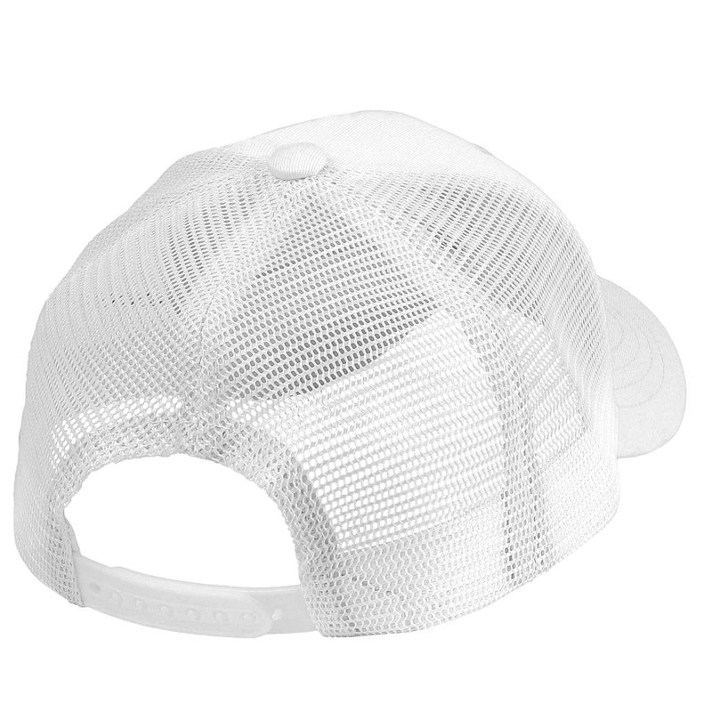 Falari 5-Panel Mesh Baseball Cap, Trucker Hat, Structured Plain Design, Cotton, Adjustable Size - White - Image 5
