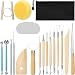 Blisstime 18PCS Clay Sculpting Tools Basic Clay Pottery Carving Tool Kit with Wooden Handles and Tool Bag - Image 2