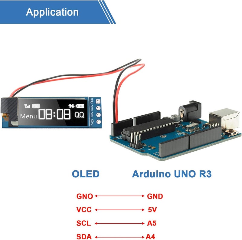 Frienda 5 Pieces I2C Display Module 0.91 Inch I2C OLED Display Module I2C OLED Screen Driver DC 3.3V to 5V(White Display Color) - Image 5
