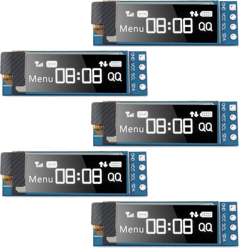 Frienda 5 Pieces I2C Display Module 0.91 Inch I2C OLED Display Module I2C OLED Screen Driver DC 3.3V to 5V(White Display Color) - Image 1