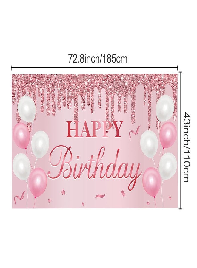 Uiorgui Pink Birthday Banner - Happy Birthday Banner Backdrop Decorations Sign Party Supplies - Image 2