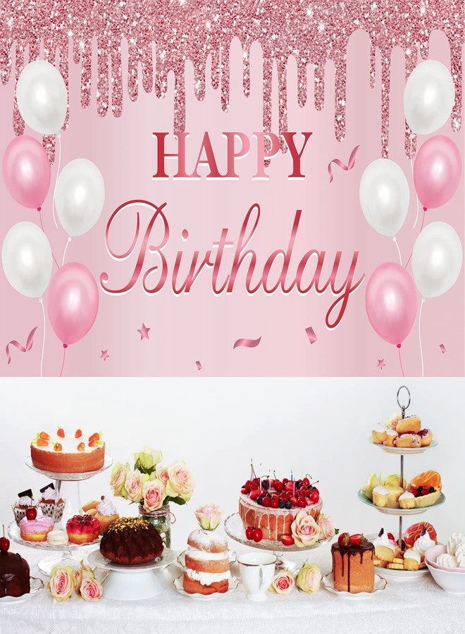 Uiorgui Pink Birthday Banner - Happy Birthday Banner Backdrop Decorations Sign Party Supplies - Image 3