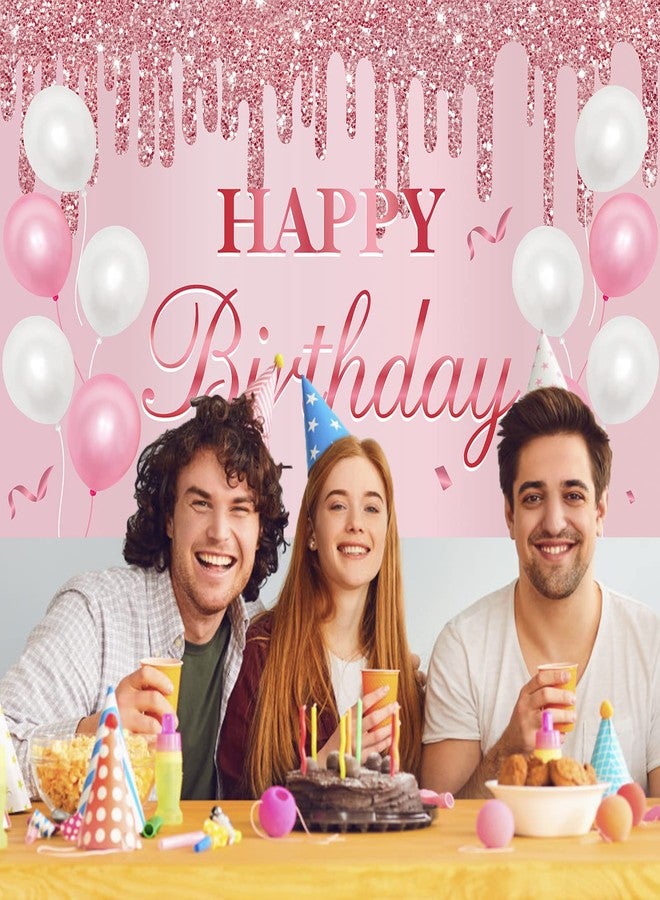 Uiorgui Pink Birthday Banner - Happy Birthday Banner Backdrop Decorations Sign Party Supplies - Image 5