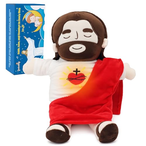 Yelakey Jesus Plush that Breathes Jesus Stuffed Doll with GlowSongs Easter Toy Savior Doll for Church Sunday School Religious Easter Gift for Kids Red - Image 1