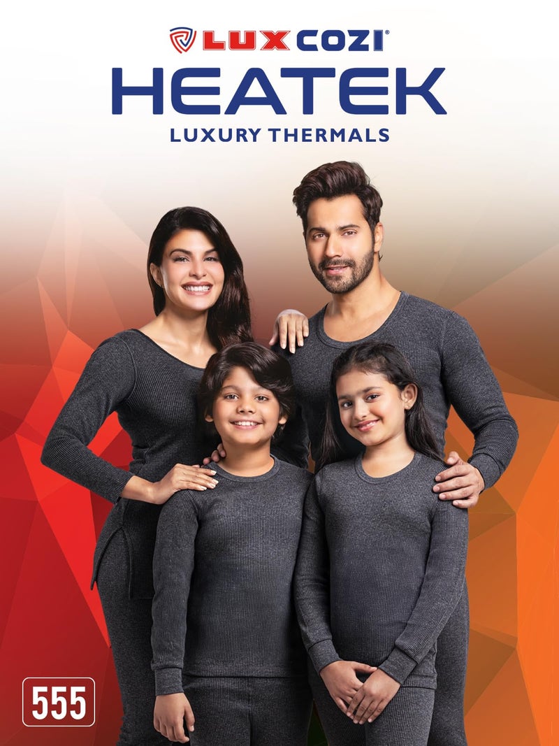 Lux Cozi Heatek Black Melange Round Neck Full Sleeves Thermal Top for Men_HEATEK_555_FSO_BM_100_1PC - Image 3