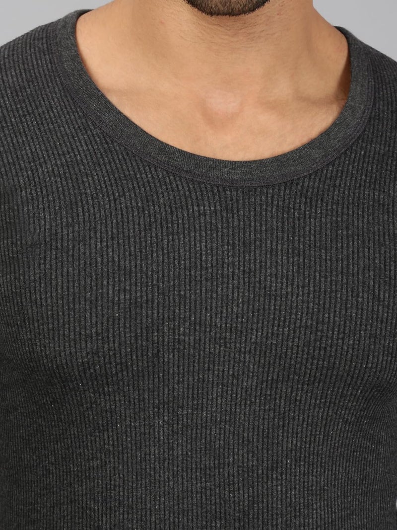 Lux Cozi Heatek Black Melange Round Neck Full Sleeves Thermal Top for Men_HEATEK_555_FSO_BM_100_1PC - Image 5