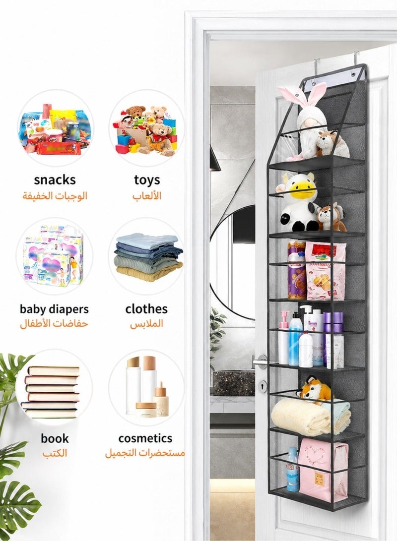 ARNOTEC 6-Shelf Over Door Hanging Storage Organizer with Clear PVC Pockets, Heavy-Duty Pantry & Closet Organizer for Bedroom, Bathroom & Kitchen, Space-Saving Design (Grey) - Image 3