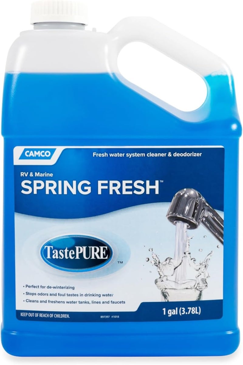 Camco TastePURE Spring Fresh Water System Cleaner and Deodorizer for RV and Marine - 1 Gallon - Image 1
