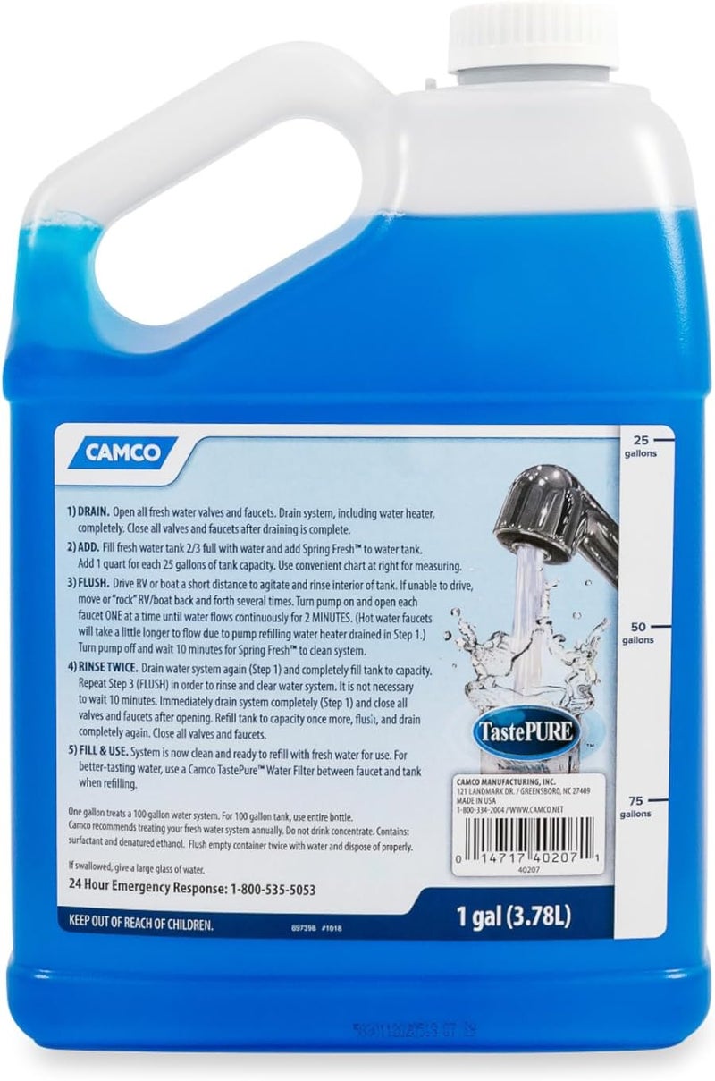 Camco TastePURE Spring Fresh Water System Cleaner and Deodorizer for RV and Marine - 1 Gallon - Image 4