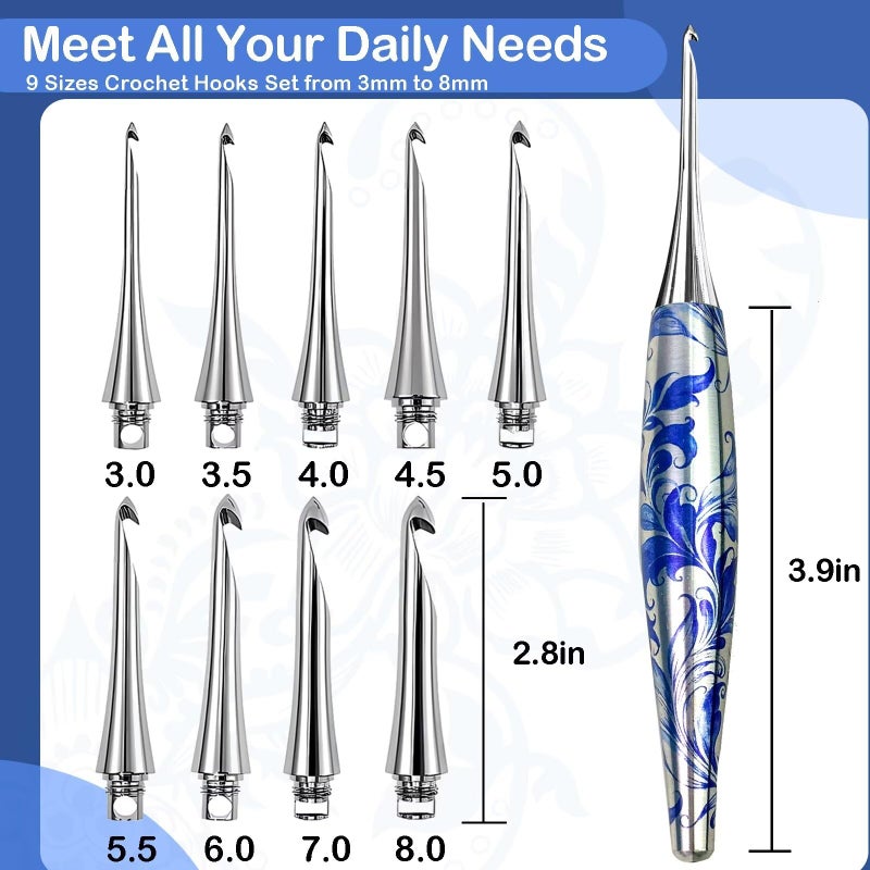 YihuaTop 34 in 1 Interchangeable Crochet Hook Set - 3mm-8mm Ergonomic Crochet Hooks Set- Handle Crochet Hook Set for Beginners and Advanced Crafters - Image 4