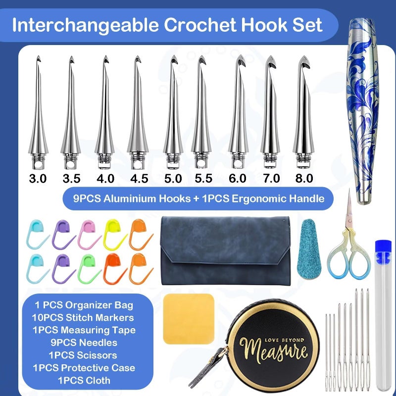 YihuaTop 34 in 1 Interchangeable Crochet Hook Set - 3mm-8mm Ergonomic Crochet Hooks Set- Handle Crochet Hook Set for Beginners and Advanced Crafters - Image 3