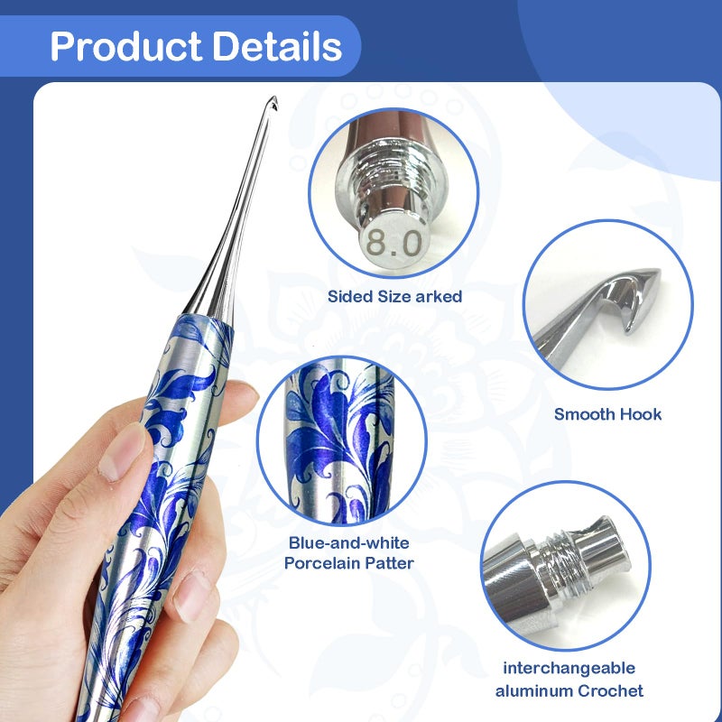 YihuaTop 34 in 1 Interchangeable Crochet Hook Set - 3mm-8mm Ergonomic Crochet Hooks Set- Handle Crochet Hook Set for Beginners and Advanced Crafters - Image 5