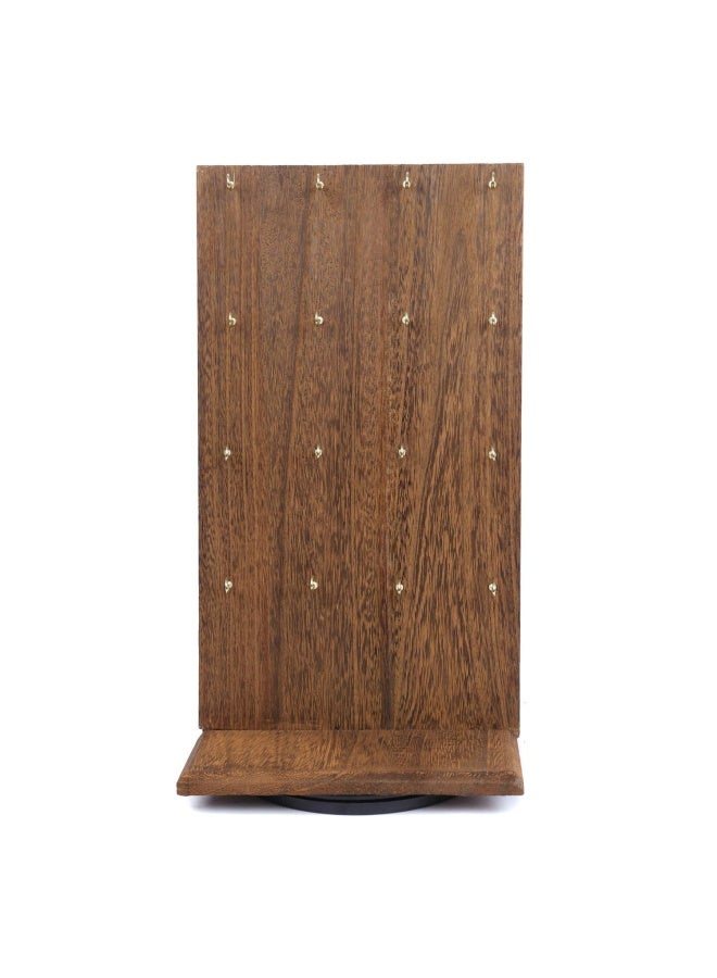 Ikee Design Wooden Rotating Two-Sided Jewelry Display Stand Rotating Organizer With 32 Hooks For Store Earring Display With Hooks Keychain Display Brown Color 9 W X 7.5 D X 16.5 H  - Image 3