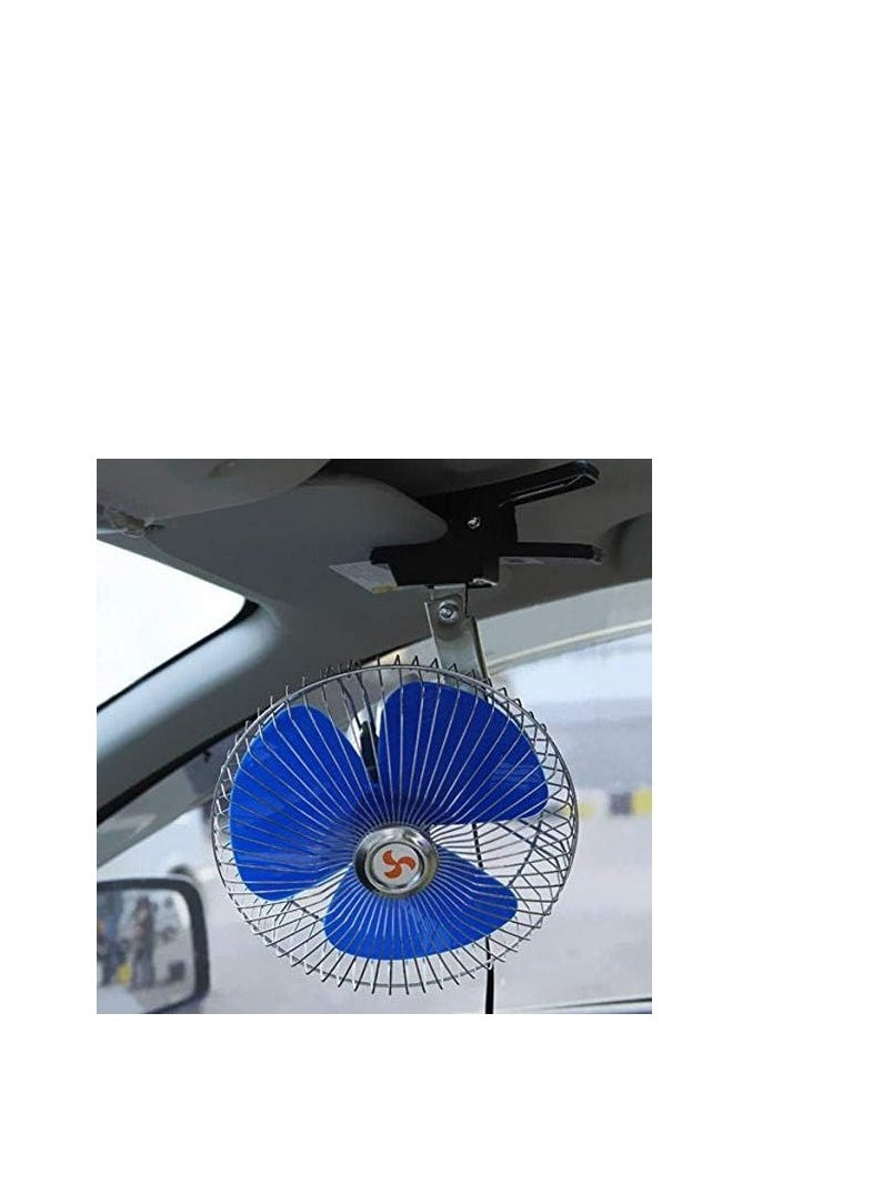 Generic 8-inch Blue Fan With Nickel Clip And Operating Button. It Works On A 12-volt Car Lighter  - Image 1
