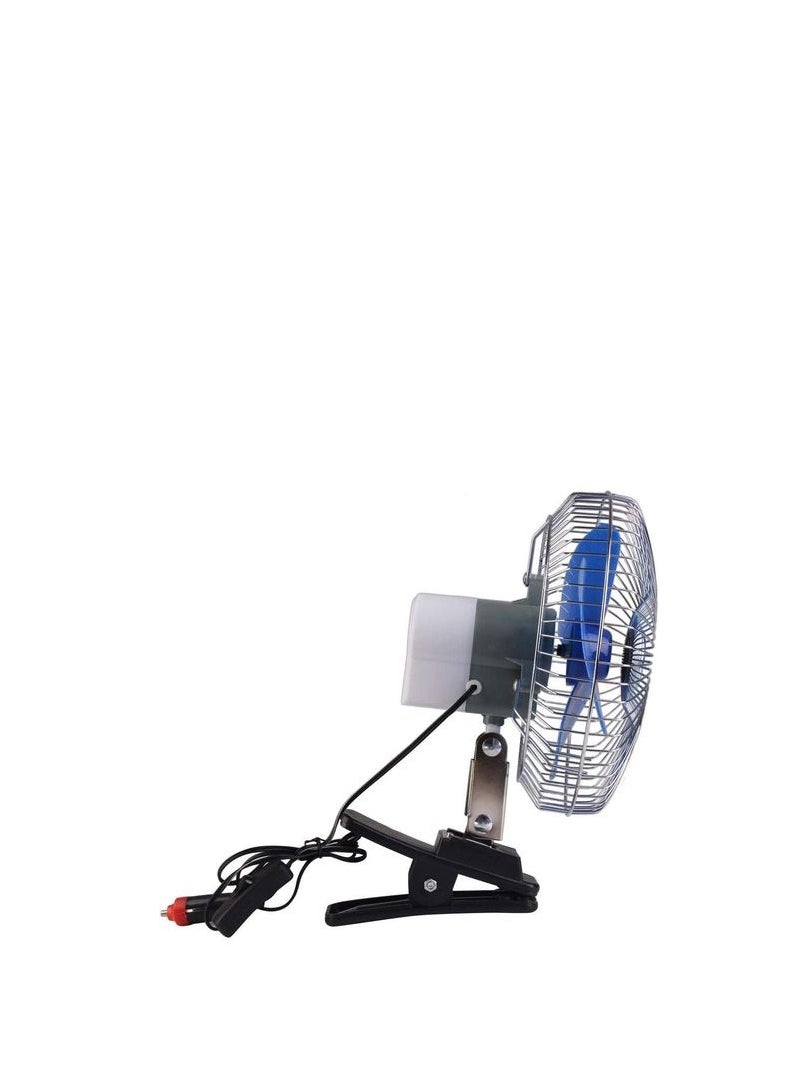 Generic 8-inch Blue Fan With Nickel Clip And Operating Button. It Works On A 12-volt Car Lighter  - Image 2