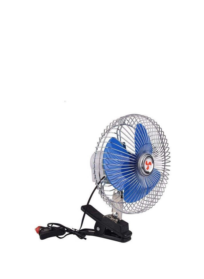 Generic 8-inch Blue Fan With Nickel Clip And Operating Button. It Works On A 12-volt Car Lighter  - Image 3