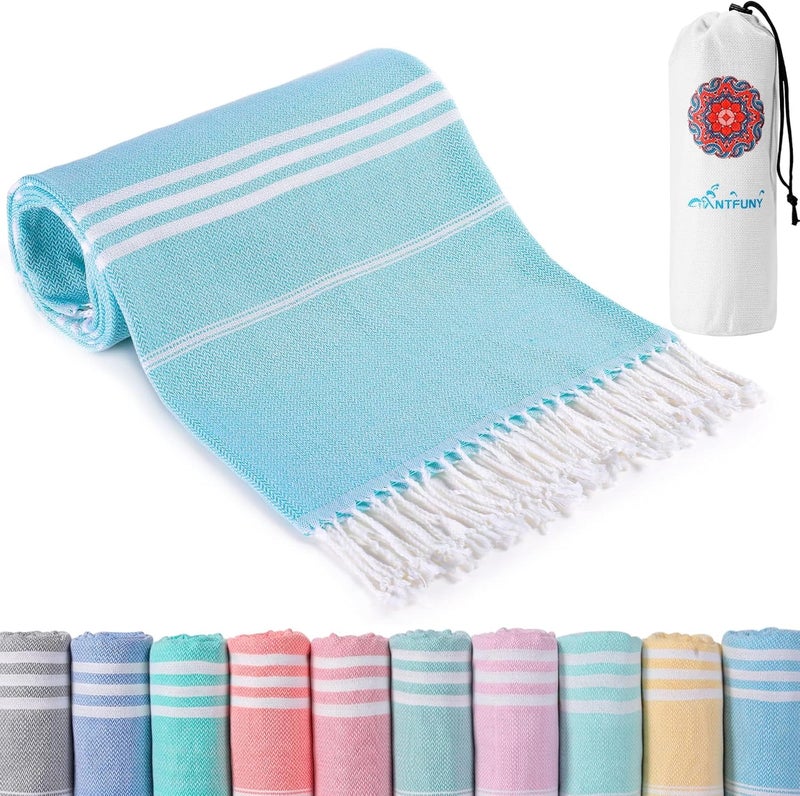 Antfuny Table Runner Boho Rustic, Turkish Beach Towel, Quick Dry, Sand Free, Extra Large Bath Towel, Lightweight for Adult Pool, Beach, Travel, Sandproof, Cute Compact Men Women Birthday Gifts - Image 1