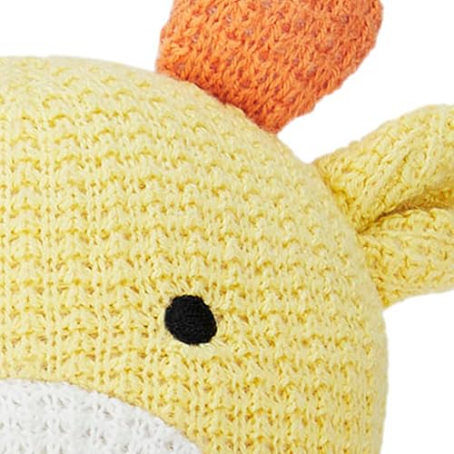 Haus & Kinder Baby Rattle Toy – Pack of 1 | Giraffe-Shaped Knitted Rattle for Newborns | Yellow, Soft Cotton with Polyfibre Filling, Sensory Toy – 15 cm – 0-2 Years | Safe First Toy for Babies - Image 2