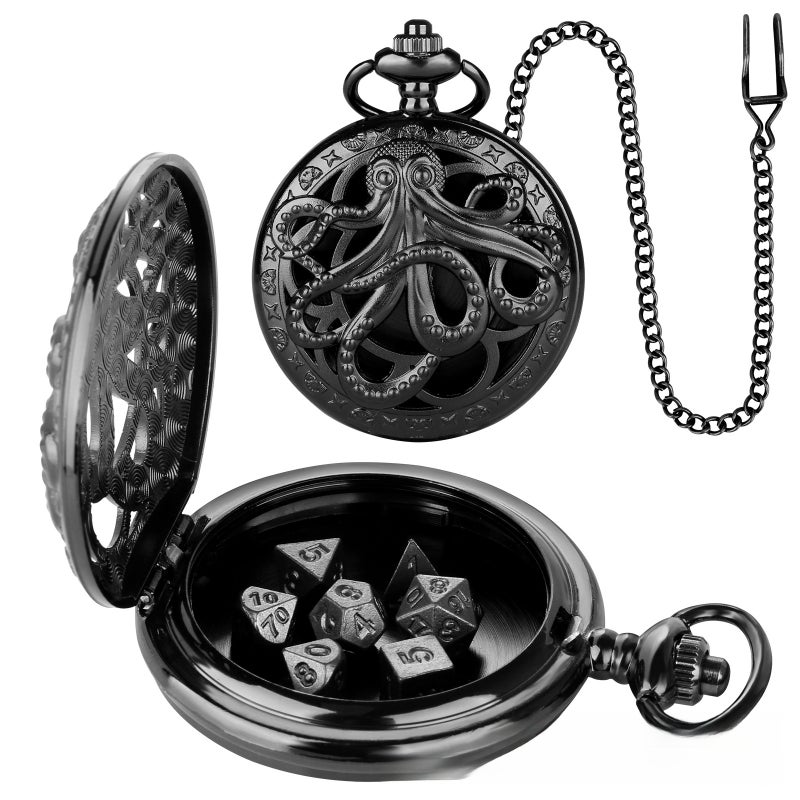2024 Hot DND Dice Bronze Octopus Watch Case Pendant White Antique-PDND0402 - Image 4