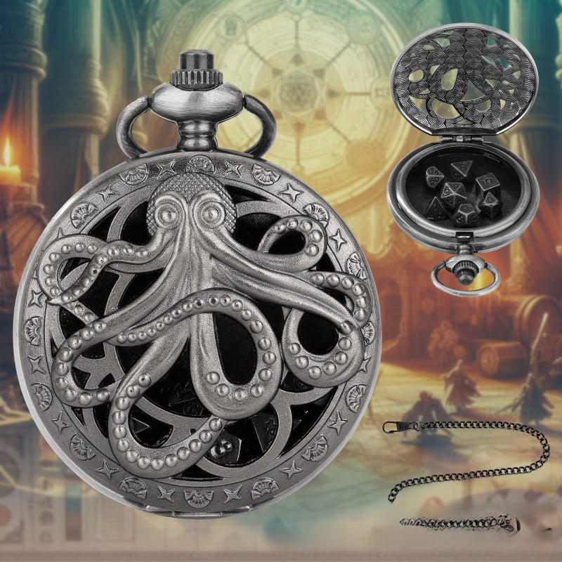 2024 Hot DND Dice Bronze Octopus Watch Case Pendant White Antique-PDND0402 - Image 2