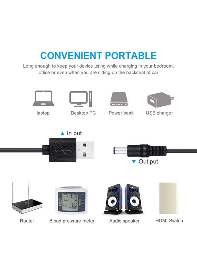SJet Universal 5V USB to DC 5V Power Cord 5.5 2.1 mm Plug Connector Tip Jack Charging Cable with 8 Connector Tips - Image 3