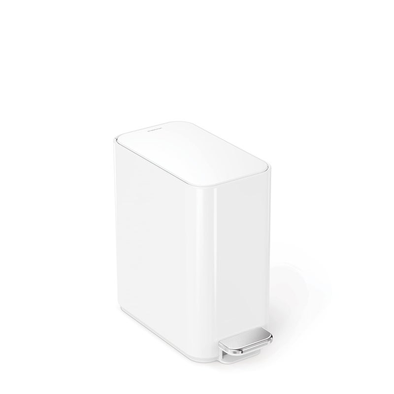 simplehuman Small Bathroom Trash Can with Lid, Stainless Steel Waste Basket, 5 Liter / 1.3 Gallon, White - Image 1