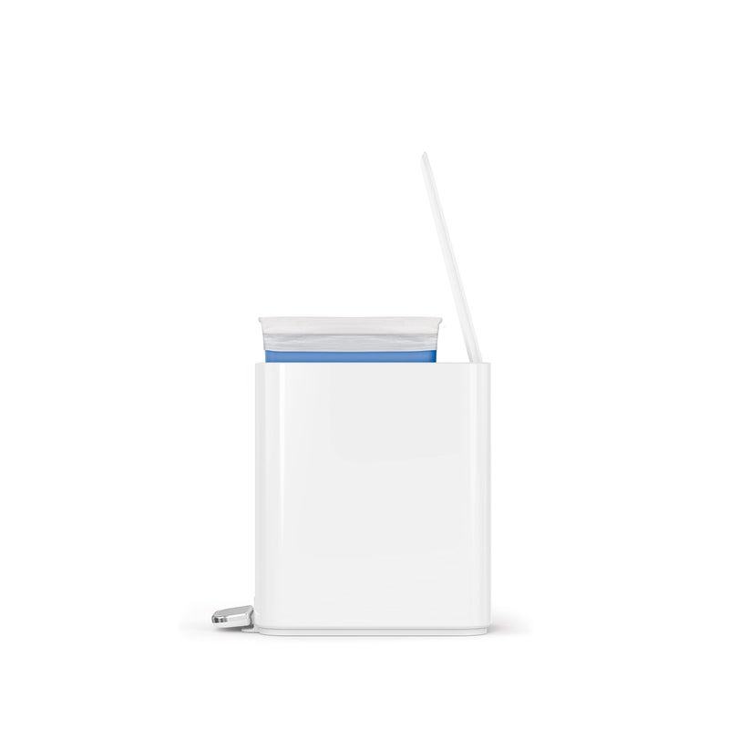 simplehuman Small Bathroom Trash Can with Lid, Stainless Steel Waste Basket, 5 Liter / 1.3 Gallon, White - Image 2