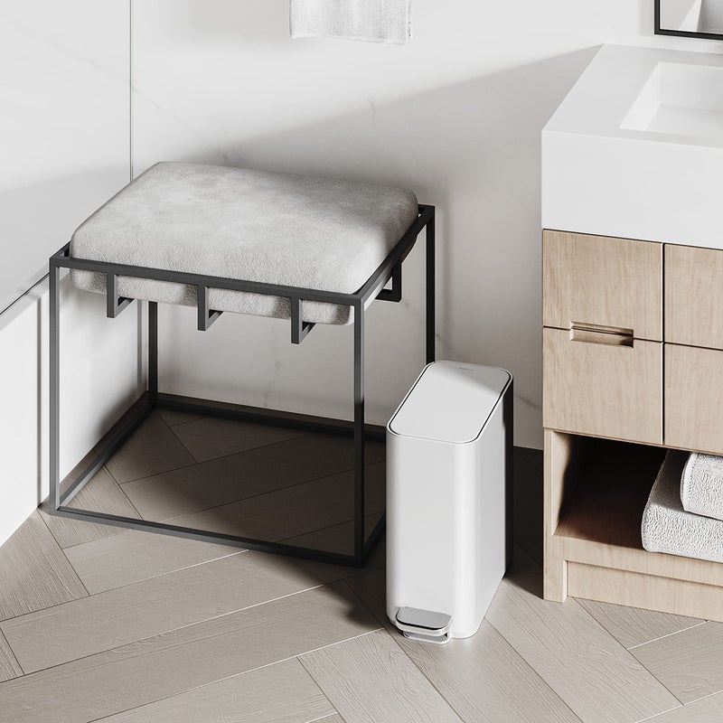 simplehuman Small Bathroom Trash Can with Lid, Stainless Steel Waste Basket, 5 Liter / 1.3 Gallon, White - Image 4